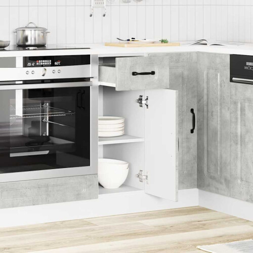 Berkfield Kitchen Base Cabinet Kalmar Concrete Grey Engineered Wood 2