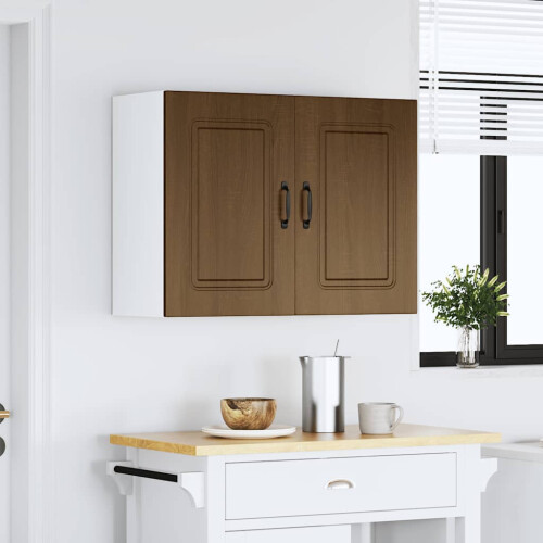 Berkfield Kitchen Wall Cabinet Kalmar Brown Oak Engineered Wood 2