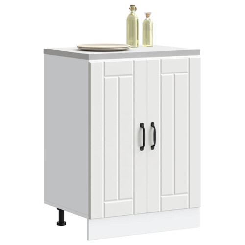 Berkfield Sink Base Cabinet Lucca White Engineered Wood 2