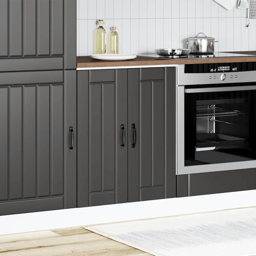 Berkfield Sink Base Cabinet Lucca Black Engineered Wood 1