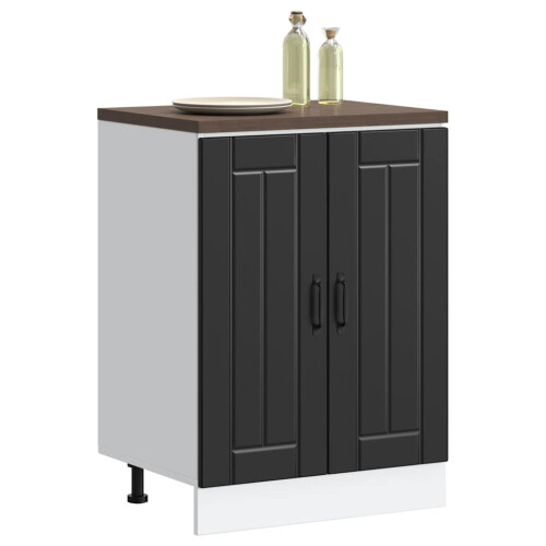 Berkfield Sink Base Cabinet Lucca Black Engineered Wood 2
