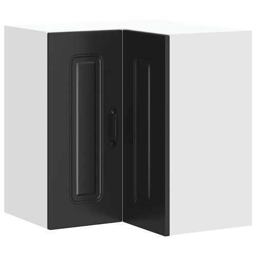 Berkfield Kitchen Wall Corner Cabinet Kalmar Black Engineered Wood 1
