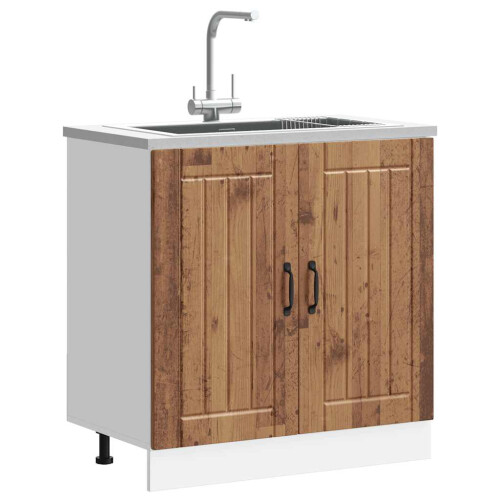 Berkfield Sink Base Cabinet Lucca Old Wood Engineered Wood 2