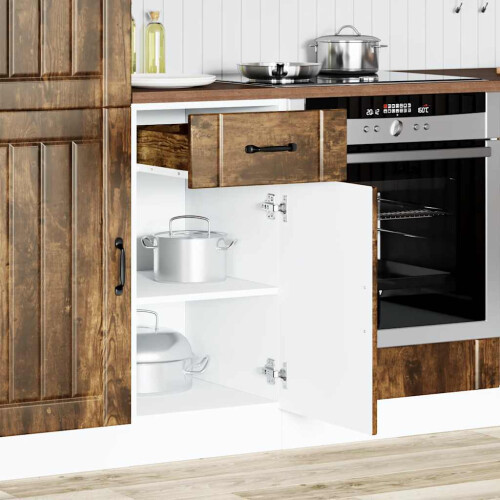 Berkfield Kitchen Base Cabinet Lucca Smoked Oak Engineered Wood 1