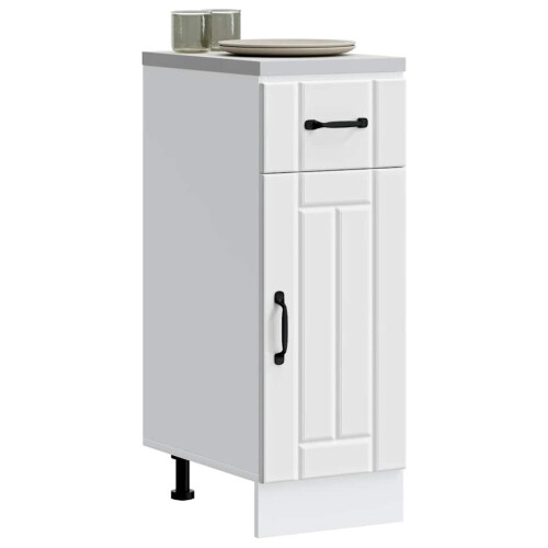 Berkfield Kitchen Base Cabinet Lucca White Engineered Wood 2