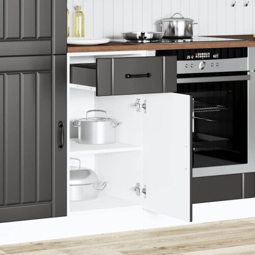 Berkfield Kitchen Base Cabinet Lucca Black Engineered Wood 1