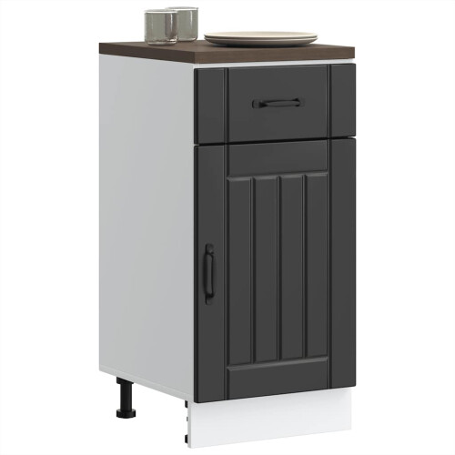 Berkfield Kitchen Base Cabinet Lucca Black Engineered Wood 2