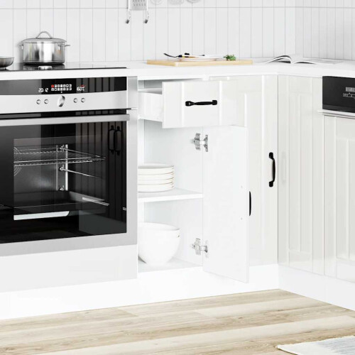 Berkfield Kitchen Base Cabinet Lucca High Gloss White Engineered Wood 1