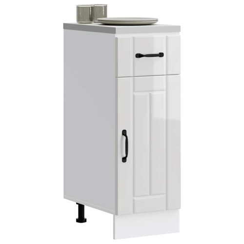 Berkfield Kitchen Base Cabinet Lucca High Gloss White Engineered Wood 2