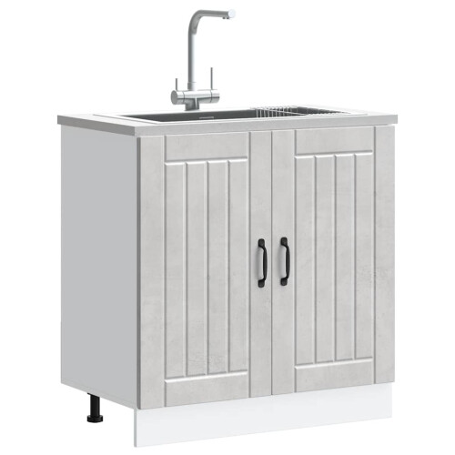 Berkfield Sink Base Cabinet Lucca Concrete Grey Engineered Wood 2
