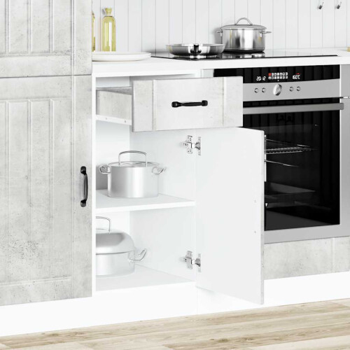 Berkfield Kitchen Base Cabinet Lucca Concrete Grey Engineered Wood 1