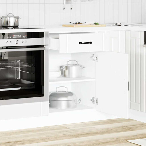 Berkfield Kitchen Base Cabinet Lucca White Engineered Wood 2