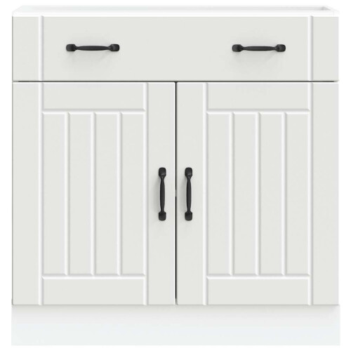 Berkfield Kitchen Base Cabinet Lucca White Engineered Wood 2