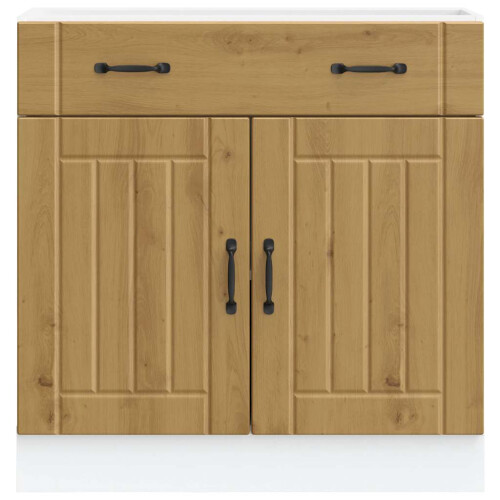 Berkfield Kitchen Base Cabinet Lucca Artisan Oak Engineered Wood 2