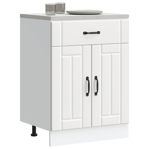 Berkfield Kitchen Base Cabinet Lucca White Engineered Wood 2
