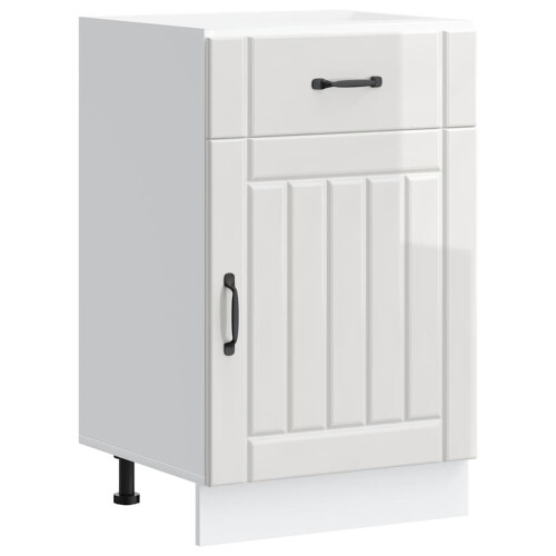 Berkfield Kitchen Base Cabinet Lucca High Gloss White Engineered Wood 1