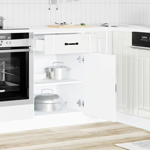 Berkfield Kitchen Base Cabinet Lucca High Gloss White Engineered Wood 2