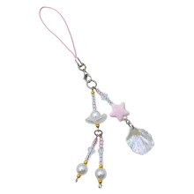 Bohemian Phone Charm Beaded Strap with Shell Beads Stylish Boho Accessory for Women Bags and Keys