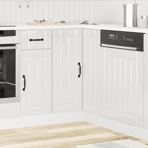 Berkfield Kitchen Corner Base Cabinet Lucca High Gloss White Engineered Wood 2