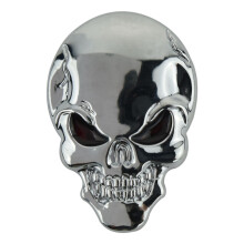 3D Skull Skeleton Badge Car/Motorcycle Metal Sticker Cool Decal, Silver & Muffler Pipe Exhaust Silencer Wash Plug