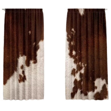 2 Panels Farmhouse Decor Cow Print Curtains, Cowhide Pattern Drapes in White and Brown, Rustic Charm Window Treatments