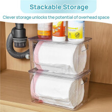 2 Pack Stackable Trash Bag Dispenser, Fits 13/30/33 Gallon Garbage Bags, Storage Organizer Bins for Under Kitchen Sink