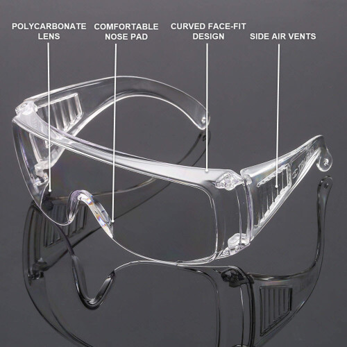 AntiFog Safety Goggles for Nurses and Workers, Clear Polycarbonate Protective Eyewear with UV Shield 2