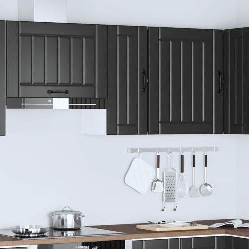 Berkfield Kitchen Wall Cabinet Lucca Black Engineered Wood 2