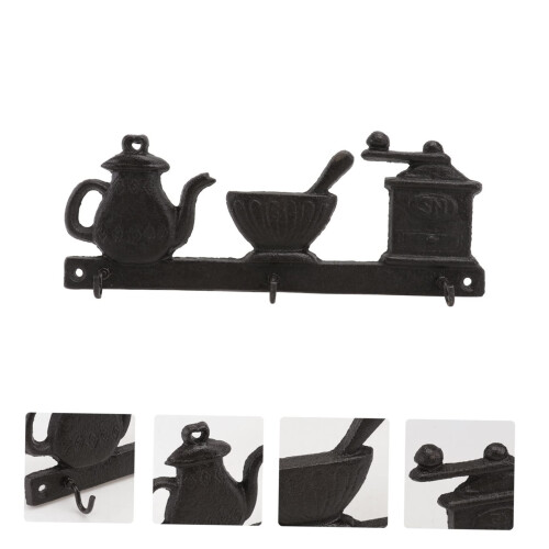 Vintage Cast Iron Wall Mounted Coat Hook and Hat Rack, Durable Iron, Rustic Entryway Storage 2