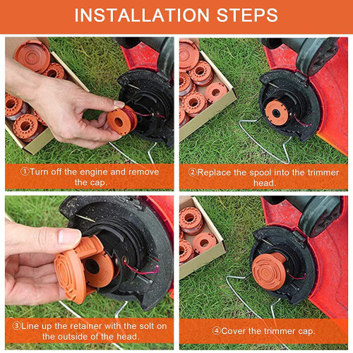 Worx 20V Trimmer Line Replacement 12-Pack with 4 Spool Caps 2