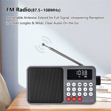 Solar Portable FM Radio Rechargeable Speaker USB MP3 Music Player with Recording LED Light Radio FM Receiver A