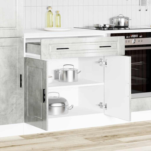 Berkfield Kitchen Base Cabinet†Porto Concrete Grey Engineered Wood 2