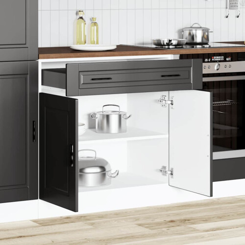 Berkfield Kitchen Base Cabinet†Porto Black Engineered Wood 2