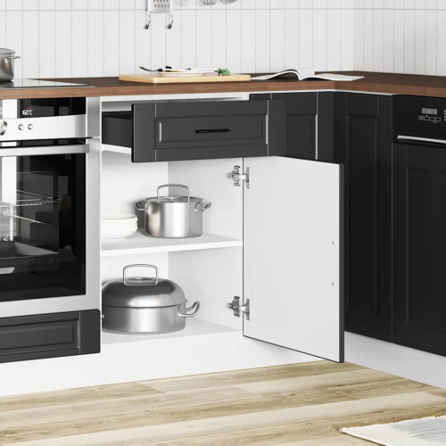 Berkfield Kitchen Base Cabinet†Porto Black Engineered Wood 2