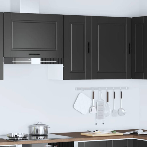 Berkfield Kitchen Wall Cabinet†Porto Black Engineered Wood 2