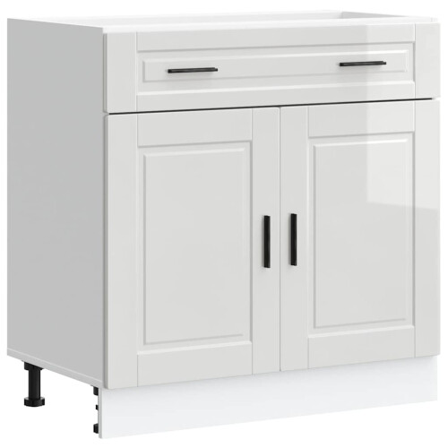 Berkfield Kitchen Base Cabinet†Porto High Gloss White Engineered Wood 1