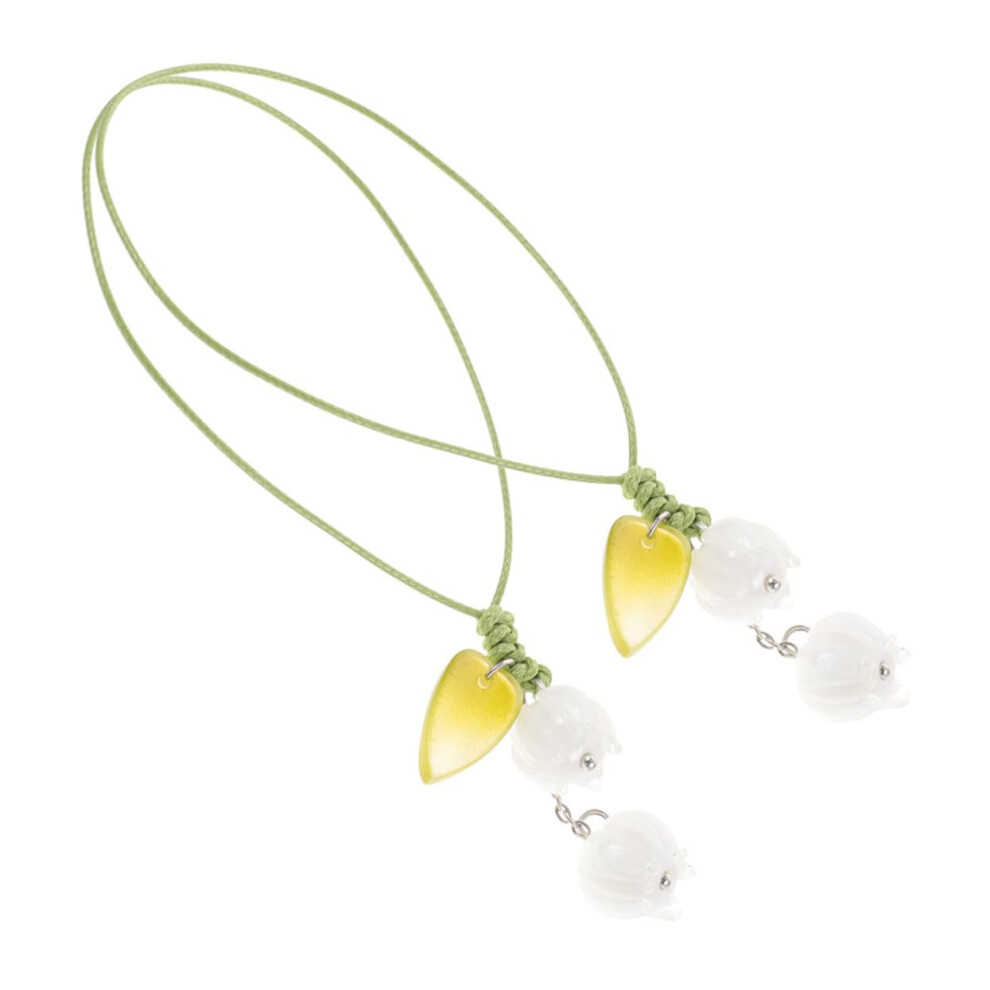 2Pcs Tulip Flower Phone Lanyard With Creative Glass Pendant, Durable Strap For Keys And Handbags 9351714849050