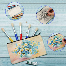 28pcs Canvas Makeup Bag Cosmetic Bag Toiletry Pouch Pen Coin Bag with Zipper - 10pcs color & 18pcs Beige