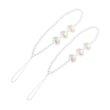2Pcs Pearl Phone Strap Beaded Lanyard with Fashion Pearl Beads AntiDrop Wrist Chain for Travel