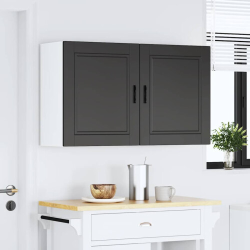 Berkfield Kitchen Wall Cabinets 2 pcs†Porto Black Engineered Wood 2