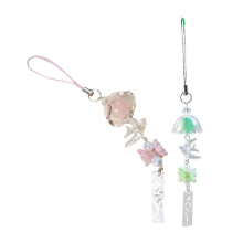 Stylish Pink Acrylic Phone Lanyard Strap with Bells for Bags and Phones, GiftReady Fashion Accessory