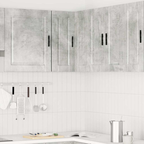 Berkfield Kitchen Wall Corner Cabinet "Porto" Concrete Grey Engineered Wood 2