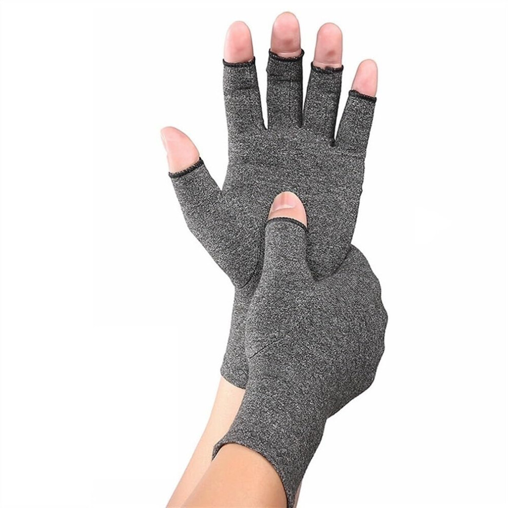 Arthritis Compression Gloves for Joint Pain Relief, Fingerless Gray Small, Enhanced Hand Support