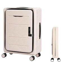 24 Inch Foldable Carry On Luggage with Wheels, Front Opening Suitcase with Lock for Travel