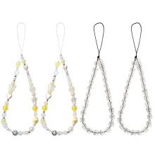 4PCS Cute Beaded Phone Charm with Heart and Butterfly Beads, Candy Color Wrist Strap for Phones and Bags
