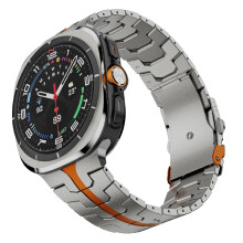 47mm Titanium Metal Link Strap for Samsung Galaxy Watch 7 Ultra, Luxury Designer Quick‑Release Titanium Orange