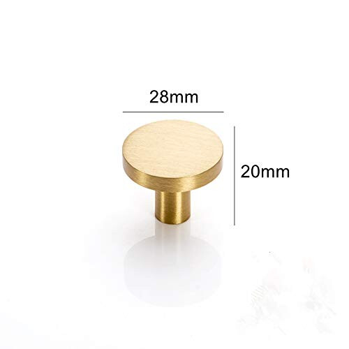 Solid Brass Cabinet Knobs 2 Pack, Gold Round Drawer Pulls Handles for Kitchen Dresser Furniture 2