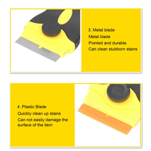 ABS Kitchen Scraper Set 2Pcs Black and Yellow NonScratch Plastic Cleaning Scraper for Cooktop 2