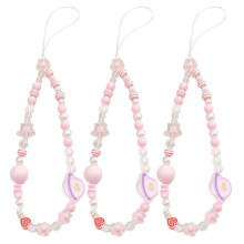3PCS Beaded Phone Charm Set, Cute Short Phone Strap for Bag, Camera, Purse, KT333