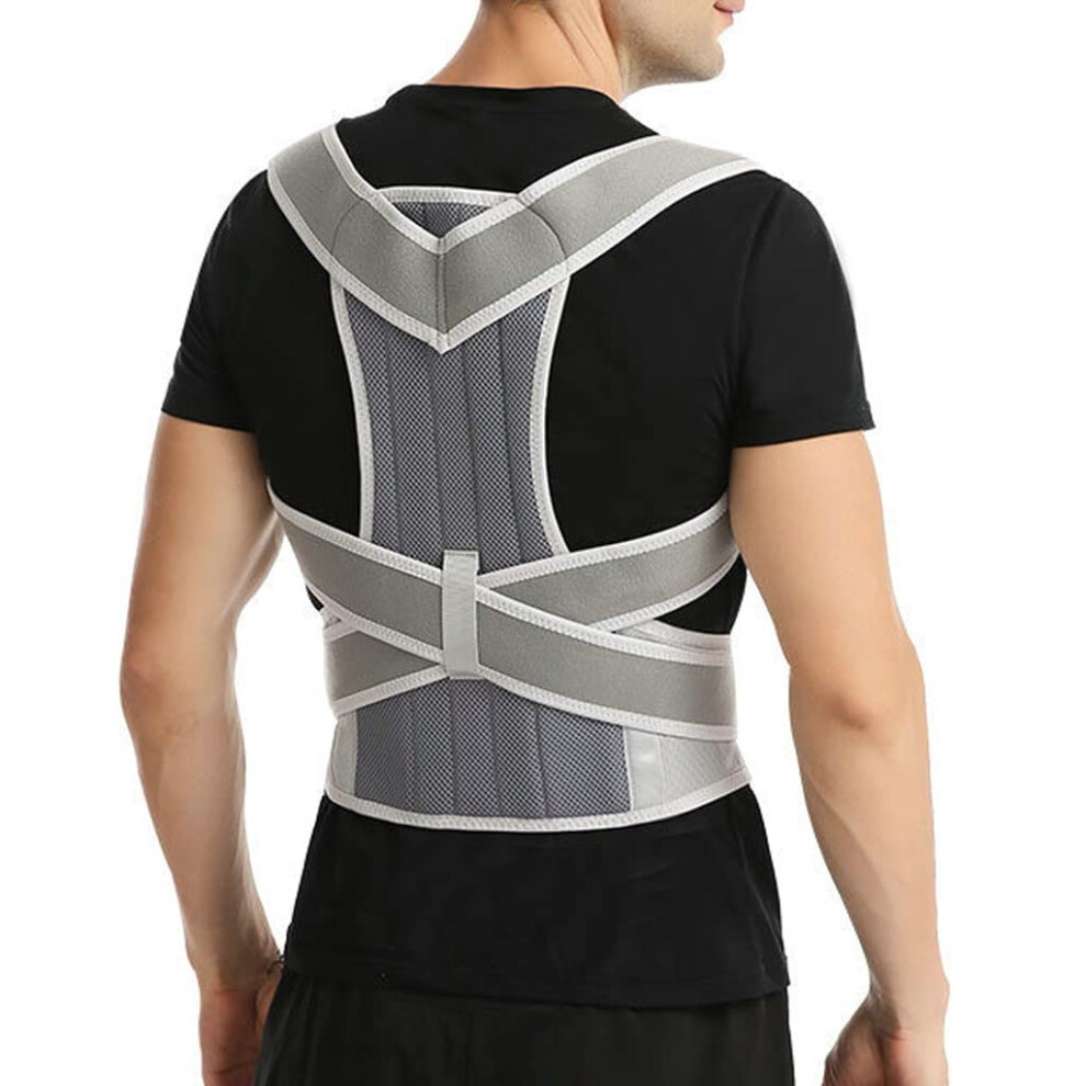 Gray Adjustable Back Posture Corrector For Men And Women 2XL Breathable Shoulder Support Brace For Better Alignment